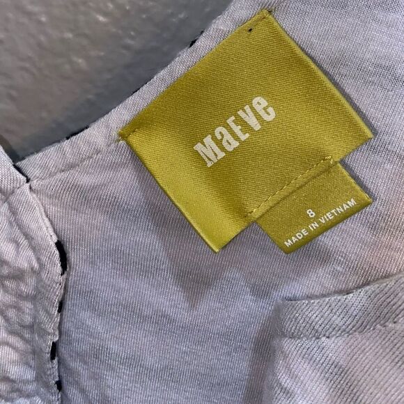 Anthropologie Maeve Rewind Black White Striped Cut Out Fit Flare Dress Size 8 - Picture 4 of 4